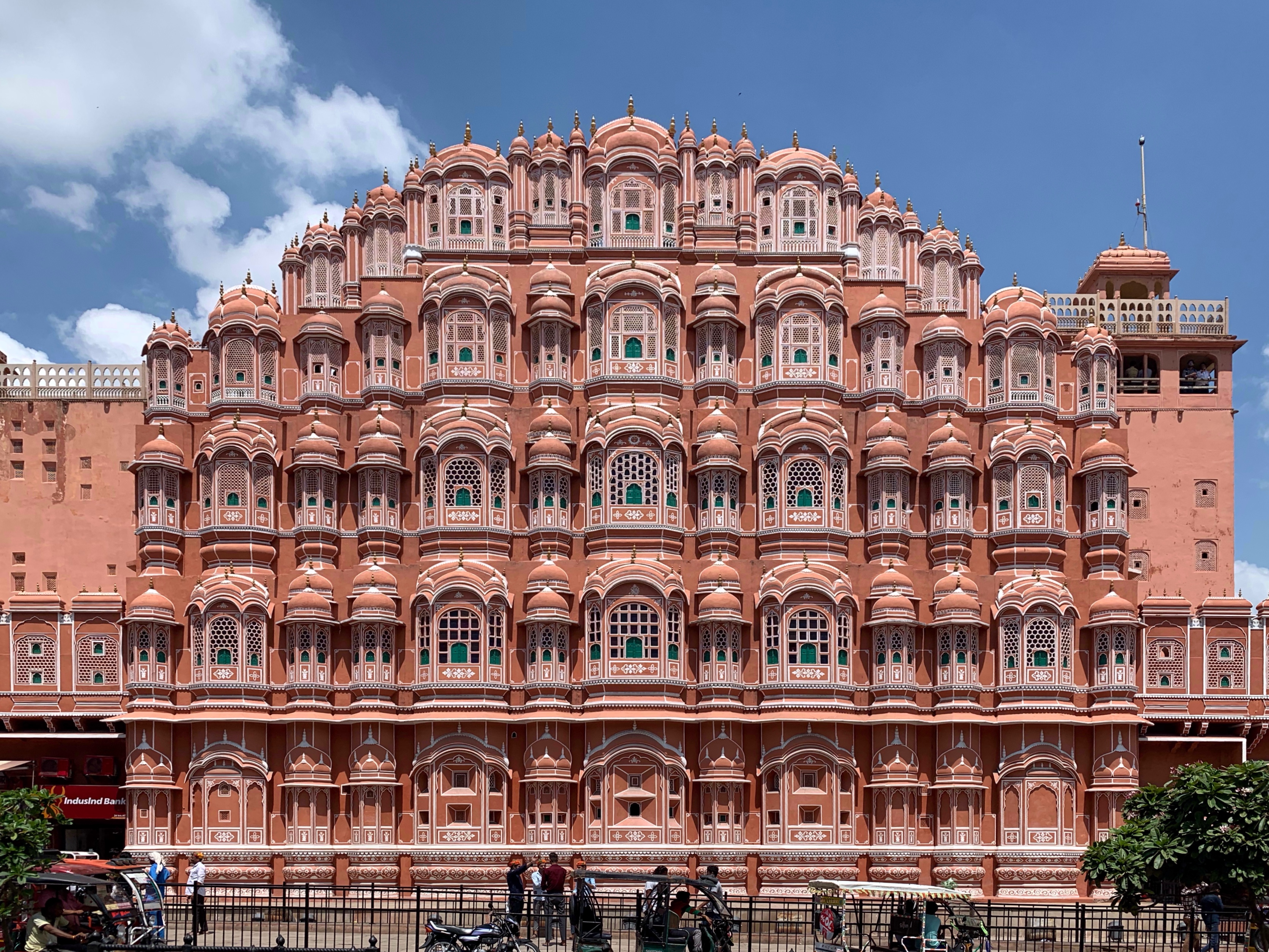 The pink honeycomb façade of Hawa Mahal in Jaipur
